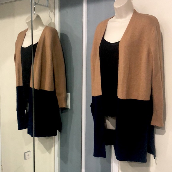 Madewell Kent Colorblock Coziest Sweater tan/blue - Picture 8 of 16